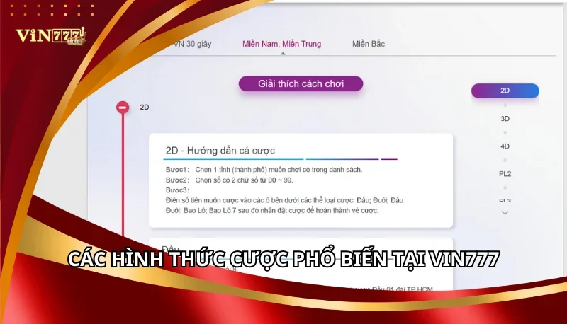 Các hình thức cược phổ biến tại Vin777