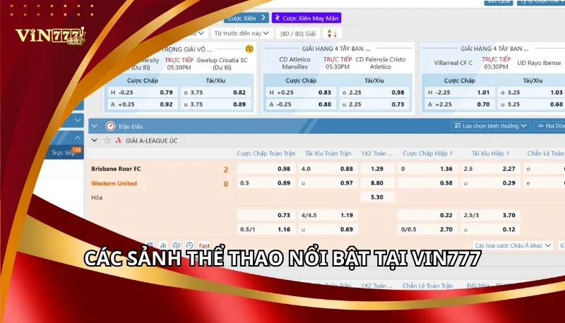 Thể Thao Vin777: Các Sảnh Thể Thao Chơi 100% Thắng 6 Các sảnh Thể Thao nổi bật tại Vin777