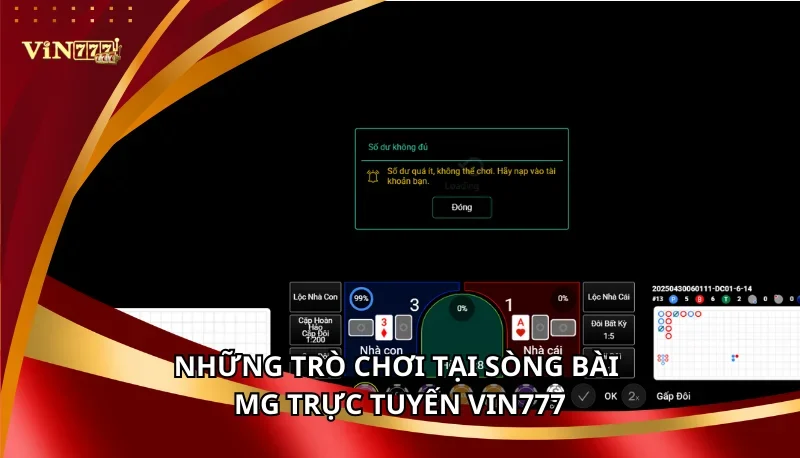 Những trò chơi tại sòng bài MG trực tuyến Vin777