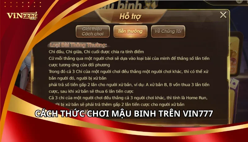 Cách thức chơi Mậu Binh trên Vin777